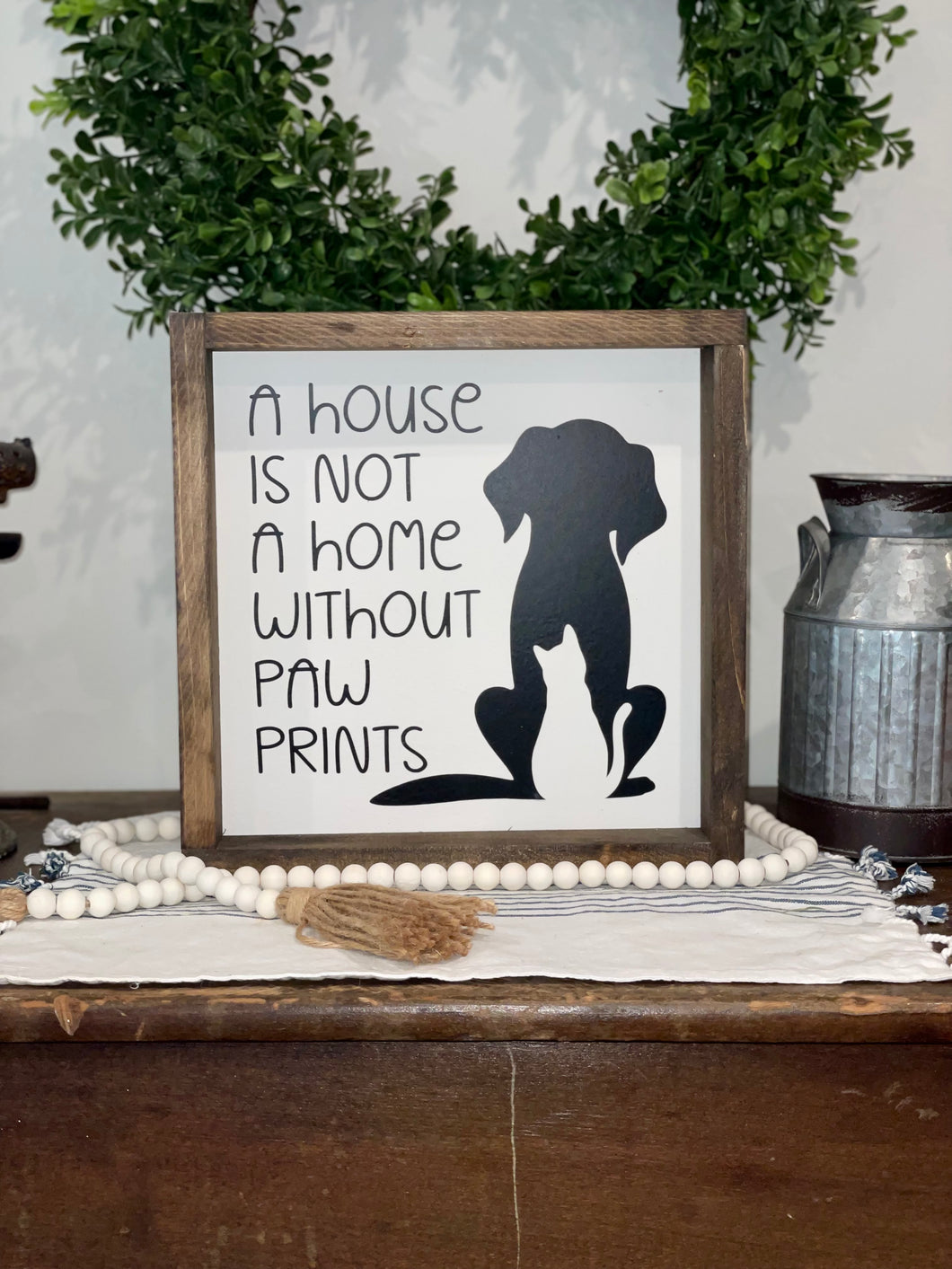 12x12 Pawprint Home Wooden Sign