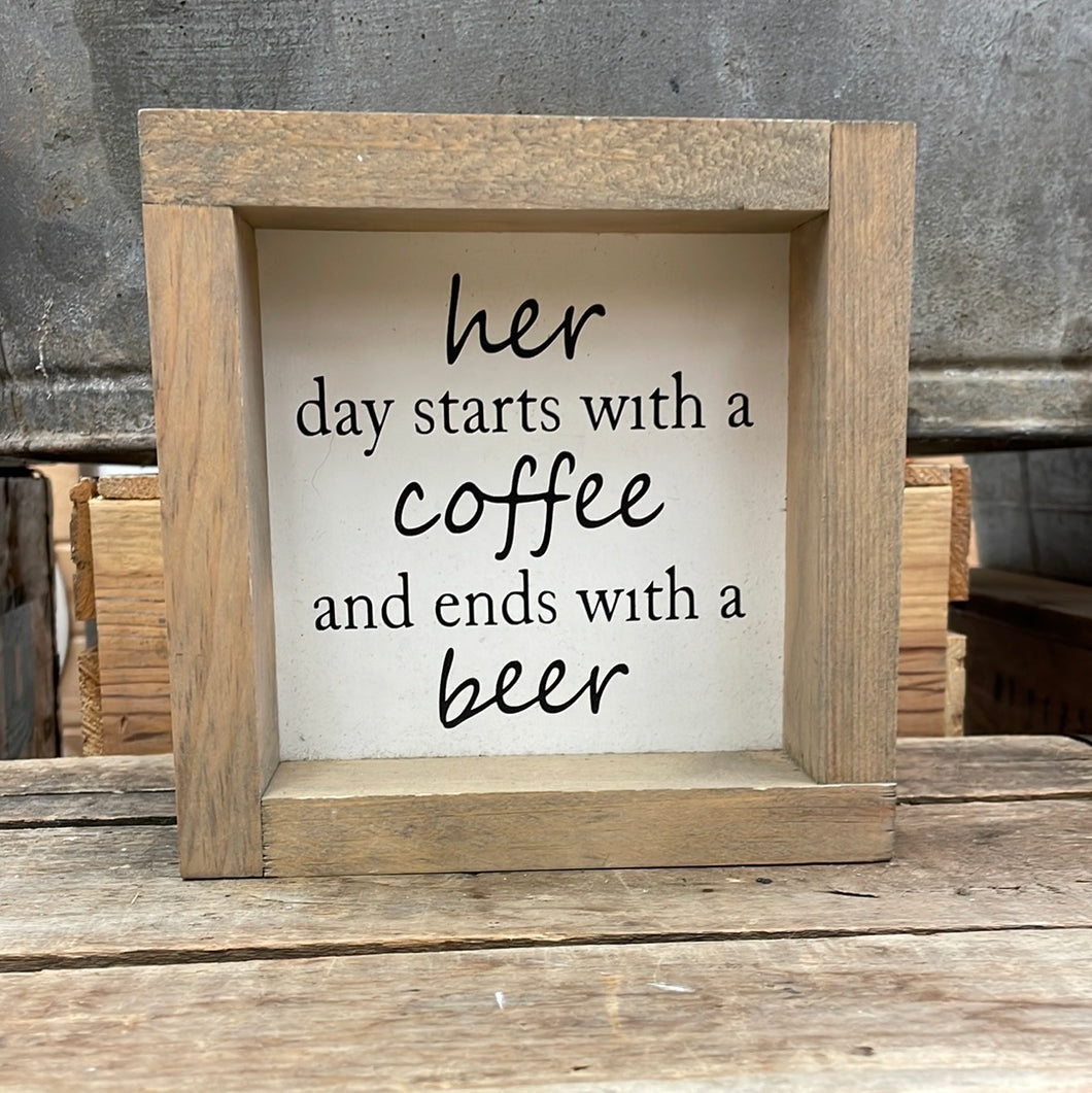 6x6 Coffee & Beer Wooden Sign