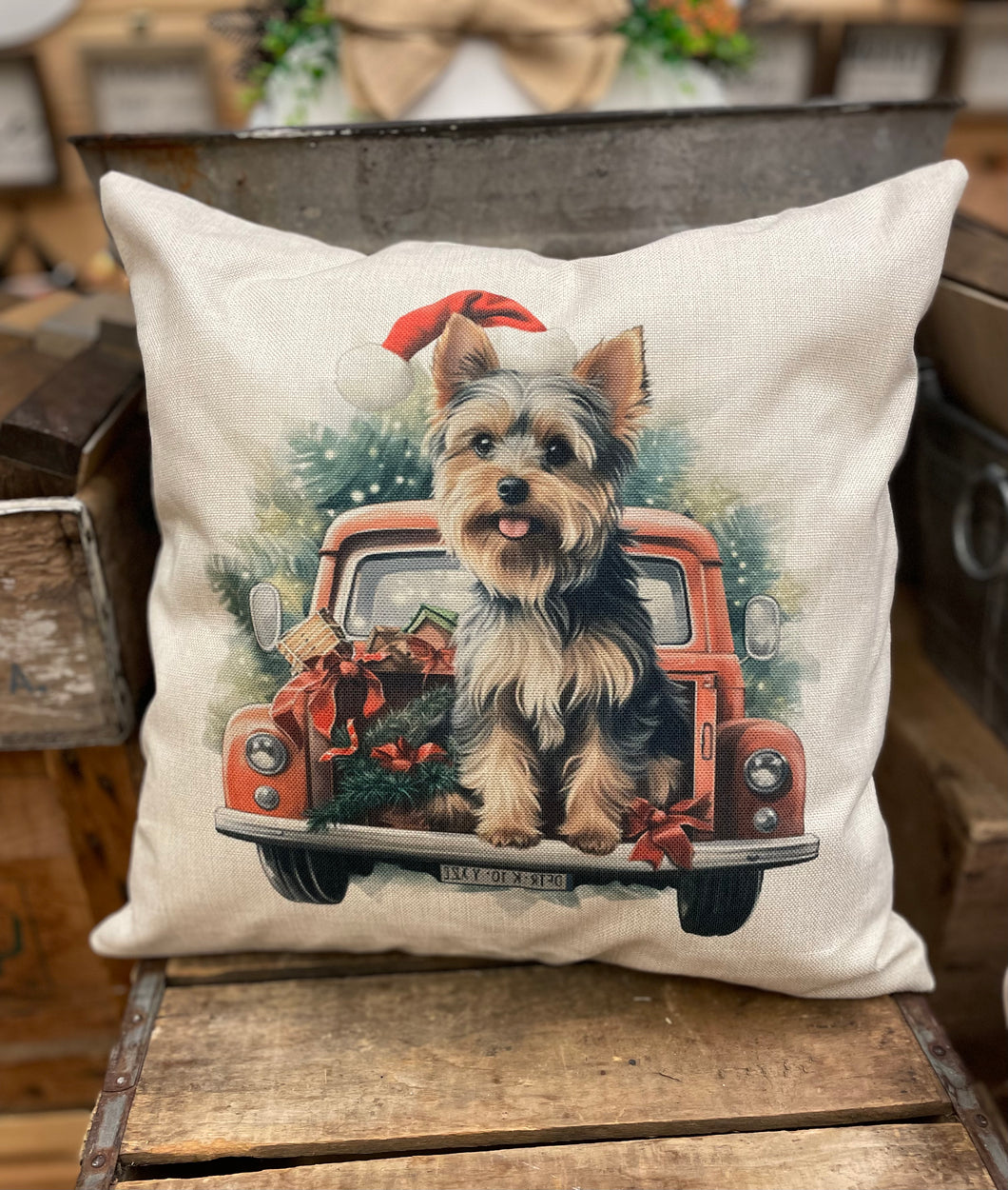 Christmas Dog Pillow Cover 18”x18”